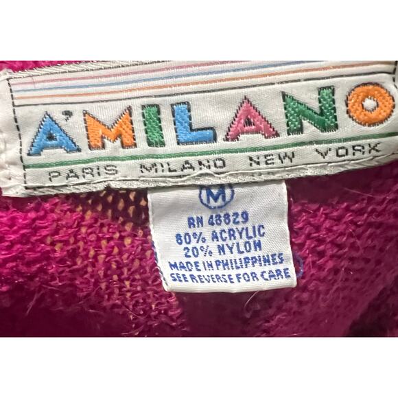 A’Milano Vintage Sweater Skirt Set 80s 90s Pink Beaded Fringe NWT Womens Medium - Picture 15 of 16